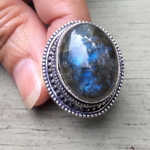 Sterling Silver Labradorite 925 Ring size 7.5